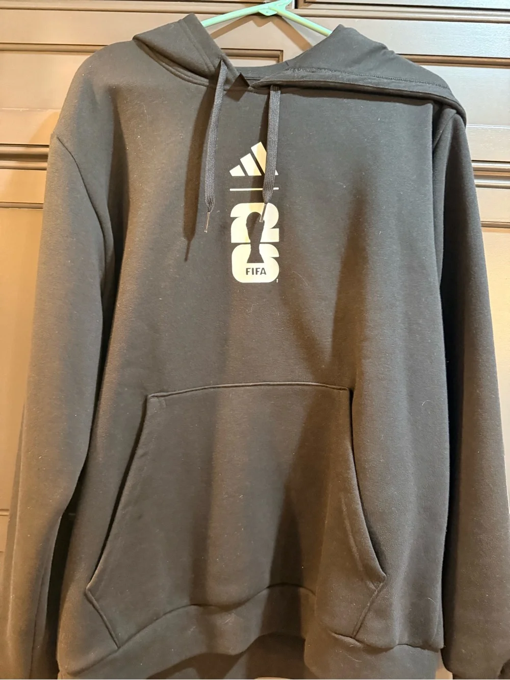 JLN adidas Black Crewneck Hoodie with Multicolor FIFA Trophy Graphic
